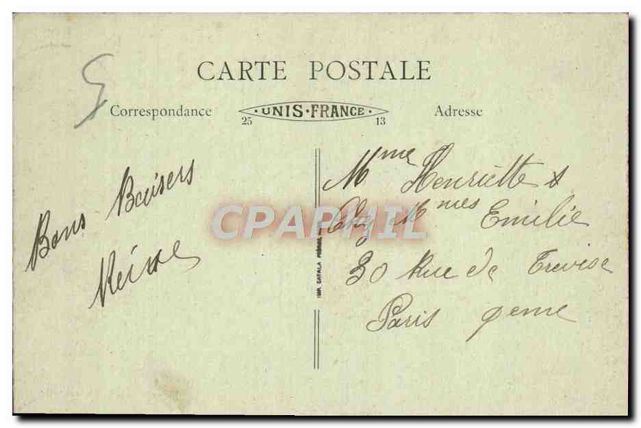 CPA Lens Apres La Guerre Rue De Paris et Ruines du Theatre Militaria  — Rückseite