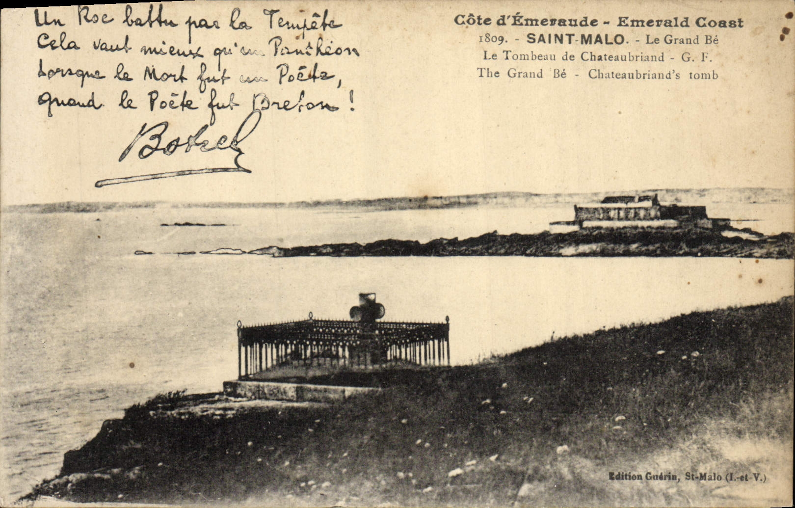 Het graf van Chateaubriand in Saint-Malo — Côte d'Émeraude — Uitgave Guérin, St-Malo (I.-et-V.)