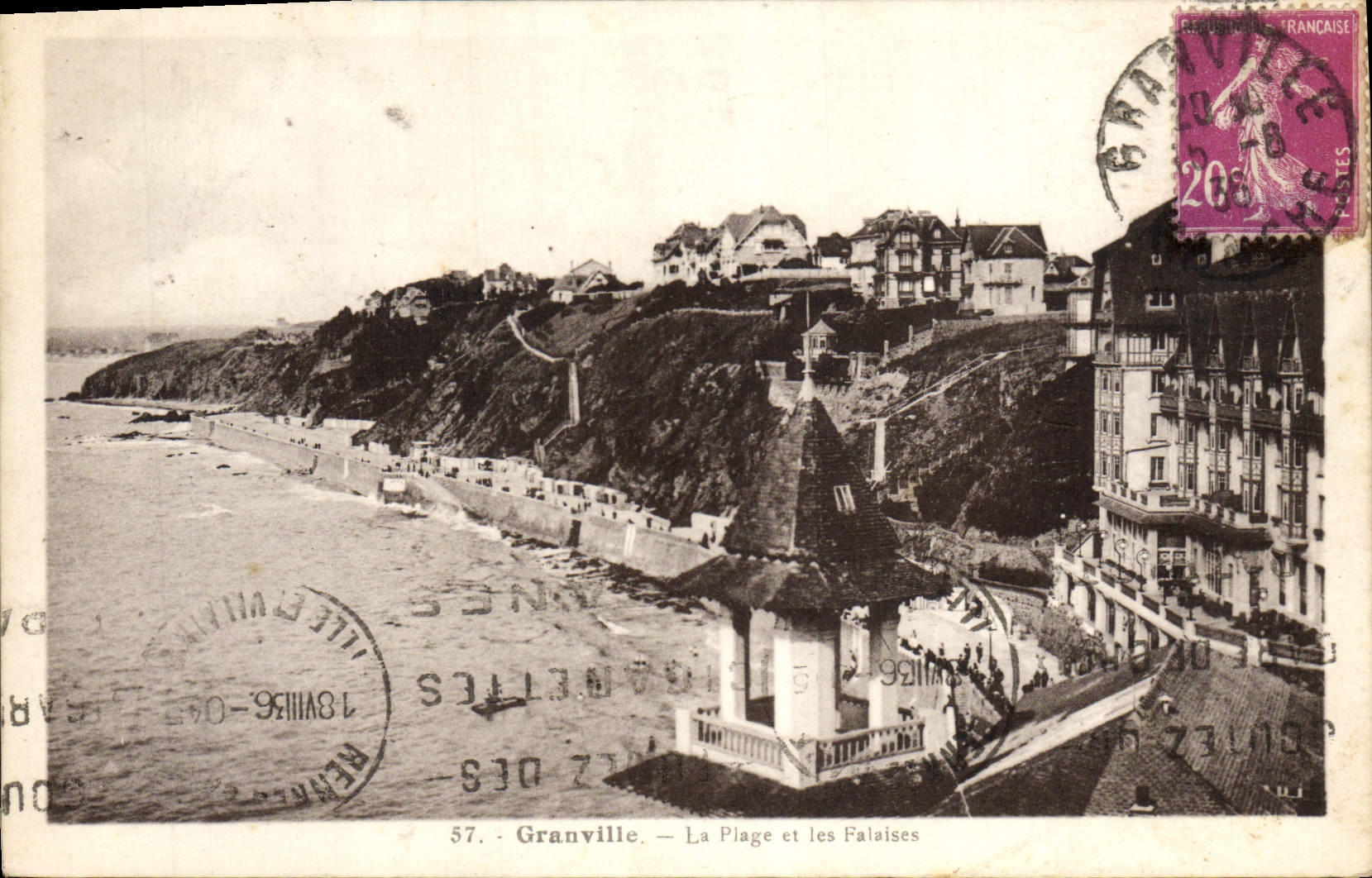 Granville — La Plage et les Falaises — Éditeur : S. 57