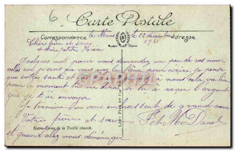 CPA Lille Notre Dame de la Treille — Verso
