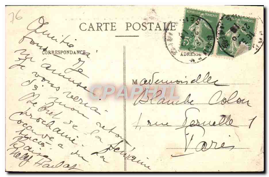 CPA Rouen Vue Prise de la Cote de Bonsecours Cheval — Rückseite