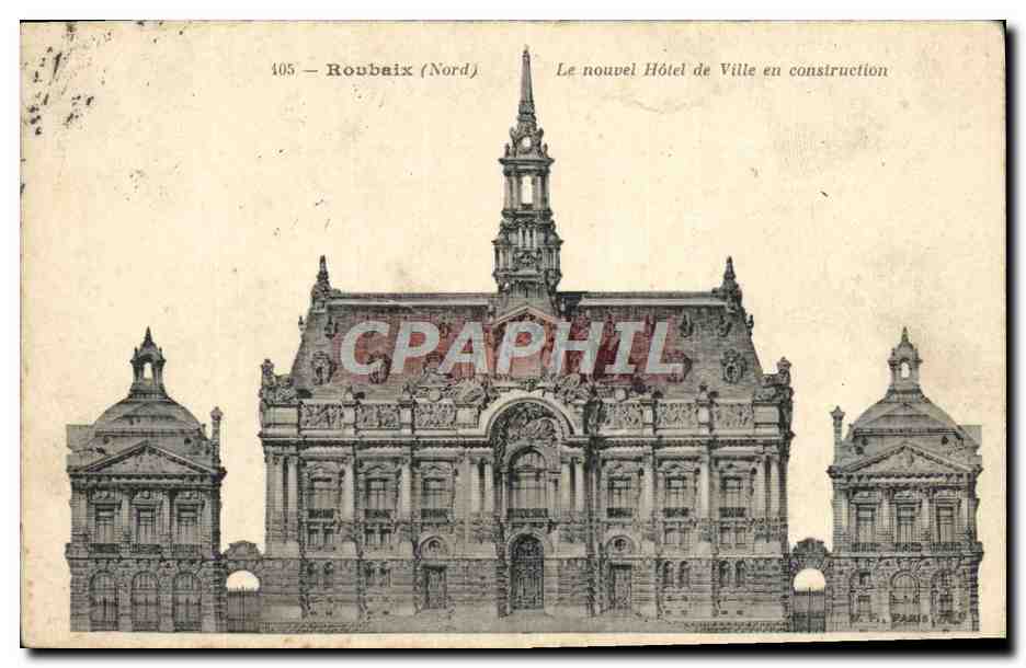 CPA Roubaix Le nouvel hotel de ville en construction