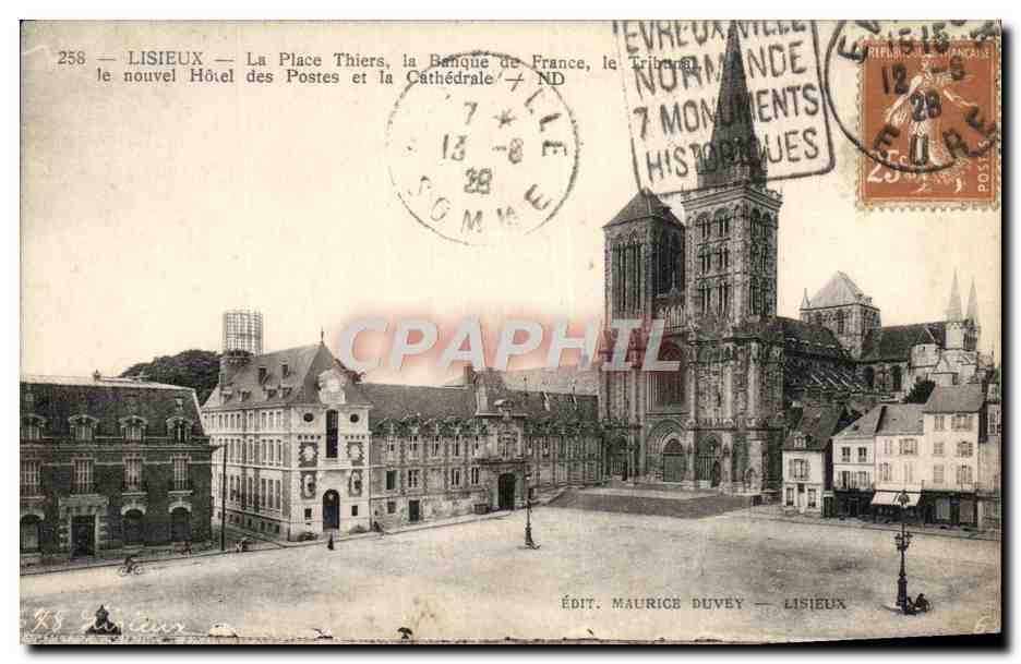 CPA Lisieux La Place Thiers la Banque De France