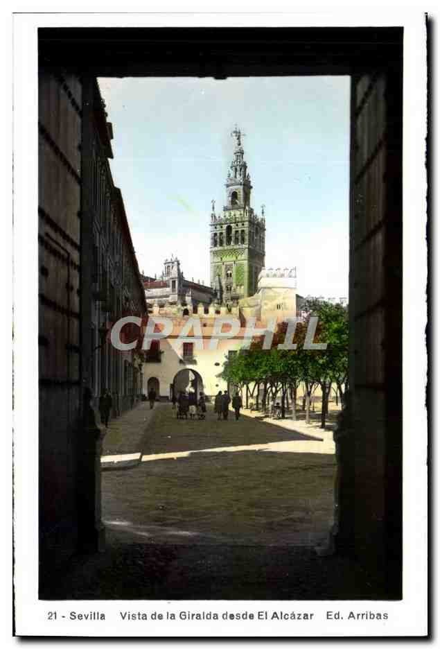 CPA Sevilla Vista de la Giralda desde Ei Aicazar