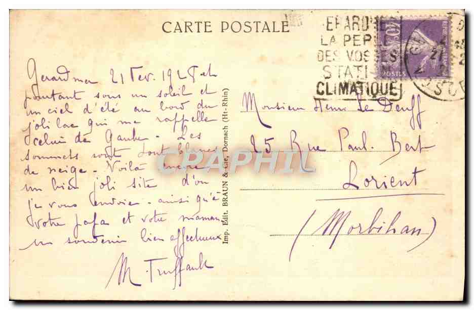 Gérardmer — Crépuscule — CPAPHIL 2111 — Verso