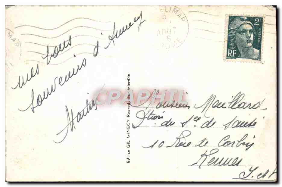 CPA Annecy Le jardin Public  — Verso