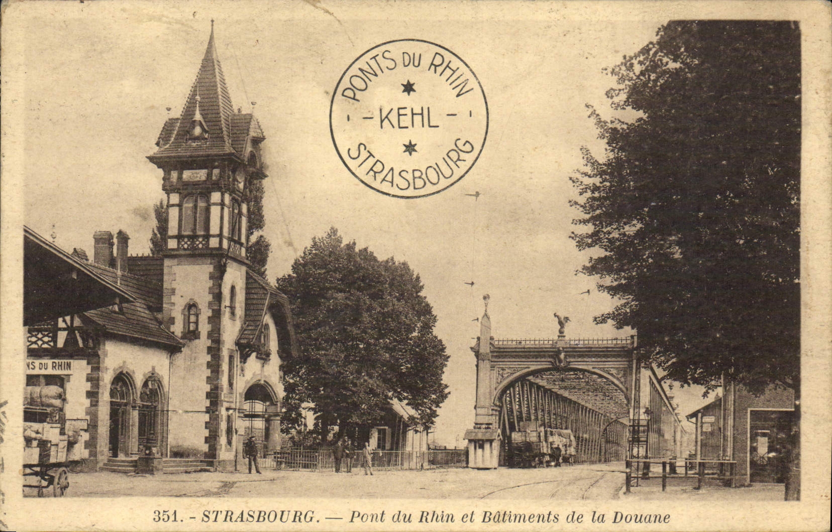 CPA Strasbourg Pont du Rhin et Batiments de la Douane 