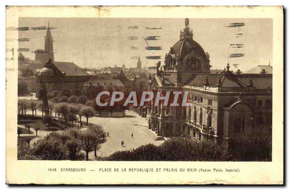 CPA Strasbourg Place de la Republique et palais du Rhin 