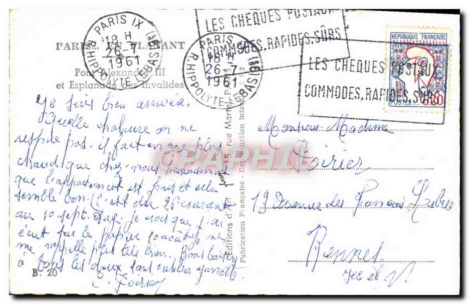 CPM Paris En Flanant Pont Alexandre III et esplanade des Invalides — Rückseite