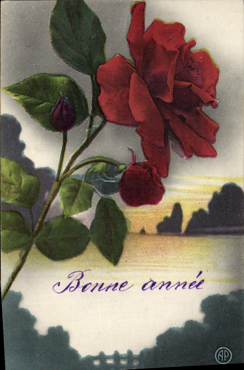 CPA Fantaisie Fleurs Bonne annee 