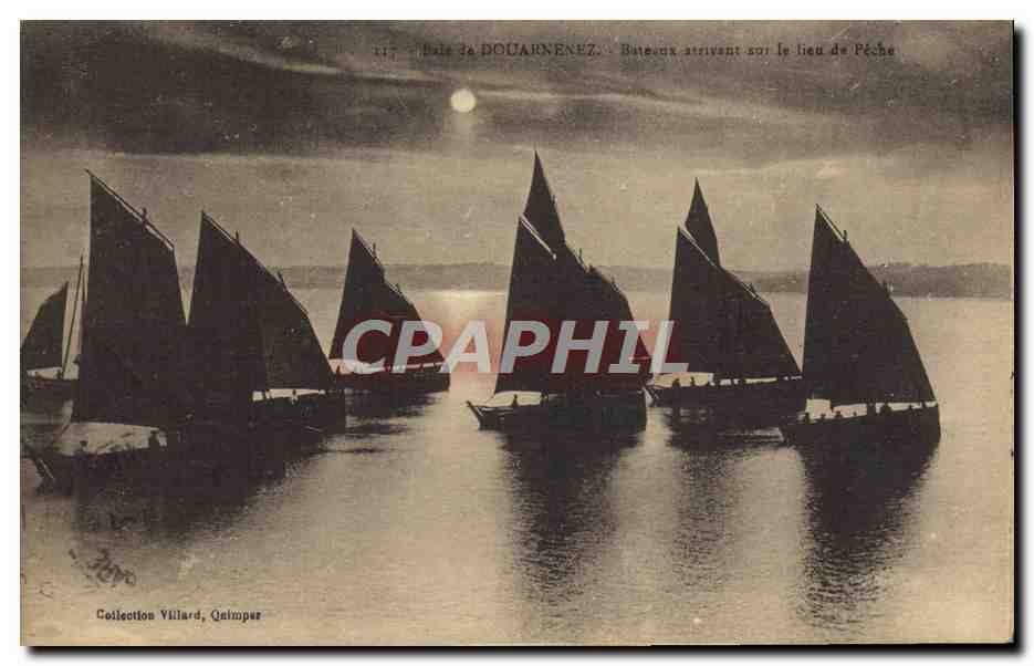 CPA Baie de Douarnenez Bateaux arrivant sur le lieu de peche Bateaux 