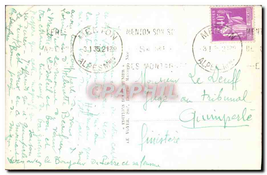 CPA Menton La Vieille Ville  — Rückseite