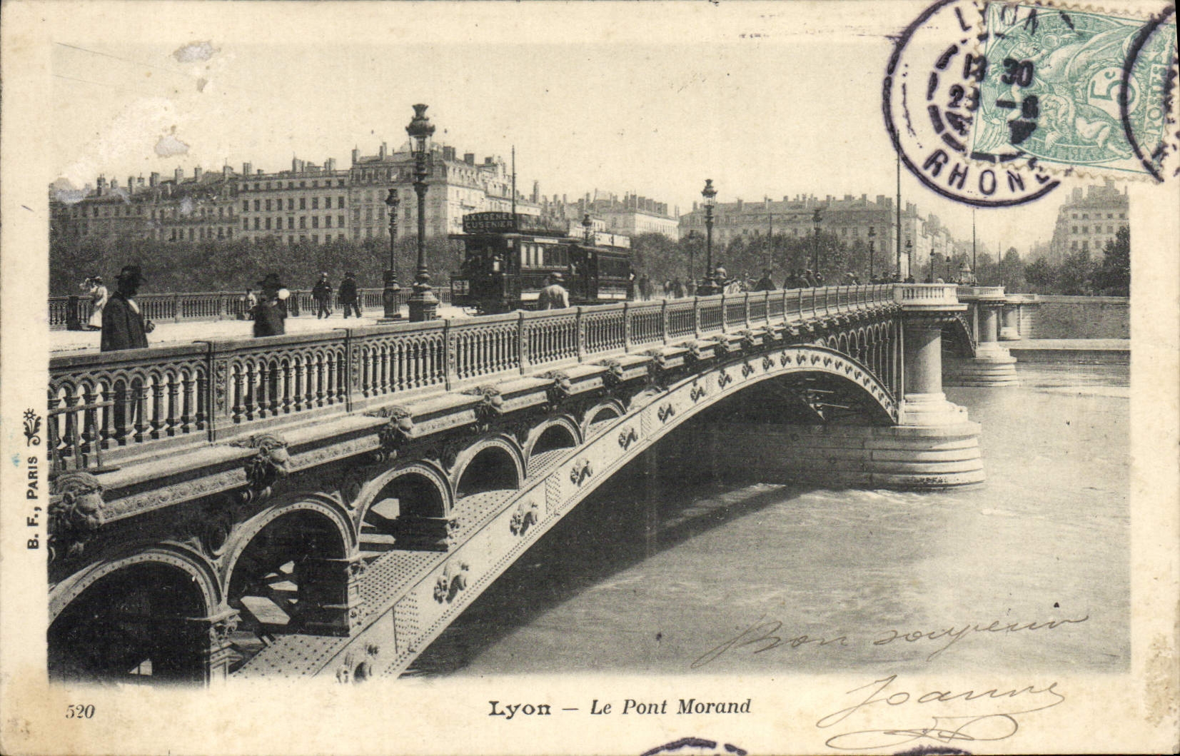 Antike Ansichtskarte Lyon Der Morand-Brücke Tramway