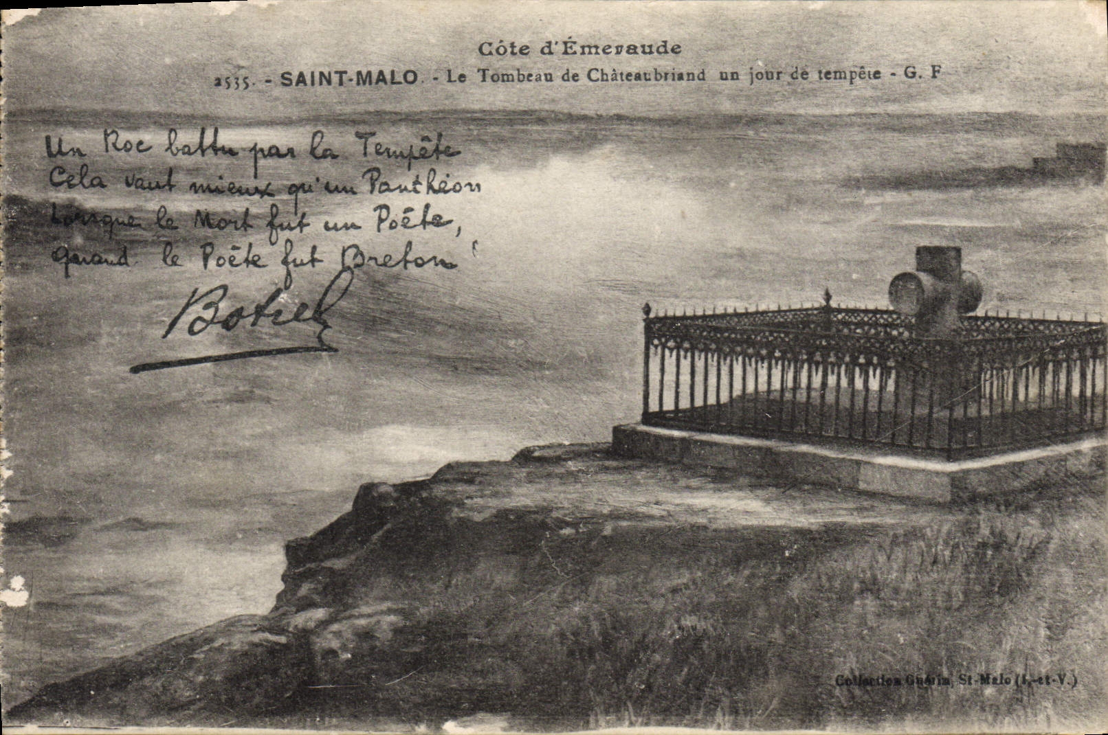 Côte d'Émeraude - Le Tombeau de Châteaubriand un jour de tempête - G. F.