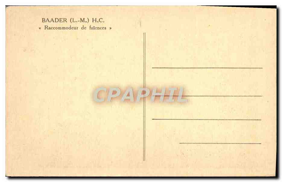 CPA Baader HC Raccommodeur de Faiences  — Verso