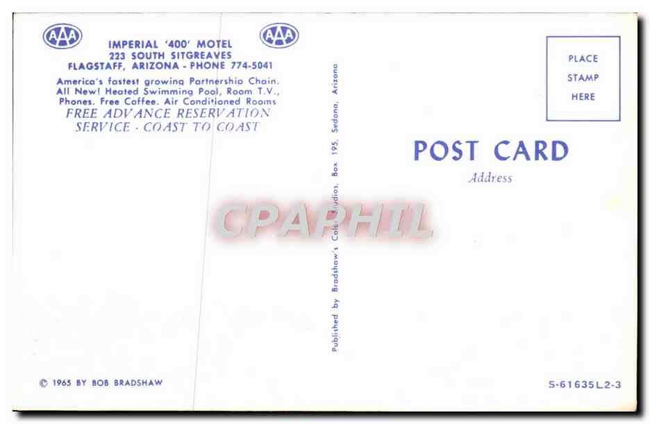 CPM Greetings from Flagstaff and the Imperial 400 Motel — Back