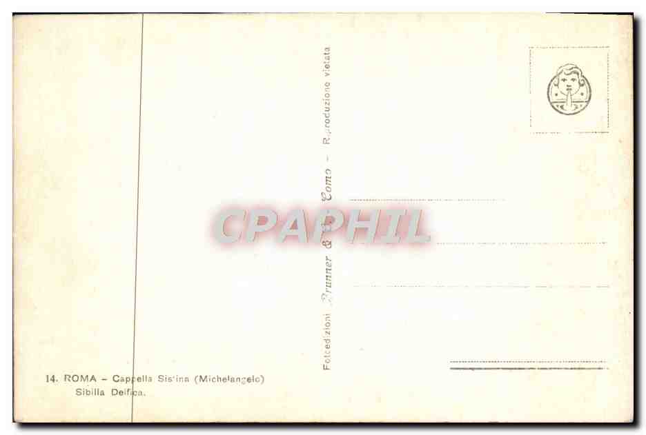 CPA Roma Cappella Sistina Michelangelo Sibilla Deifica — Rückseite