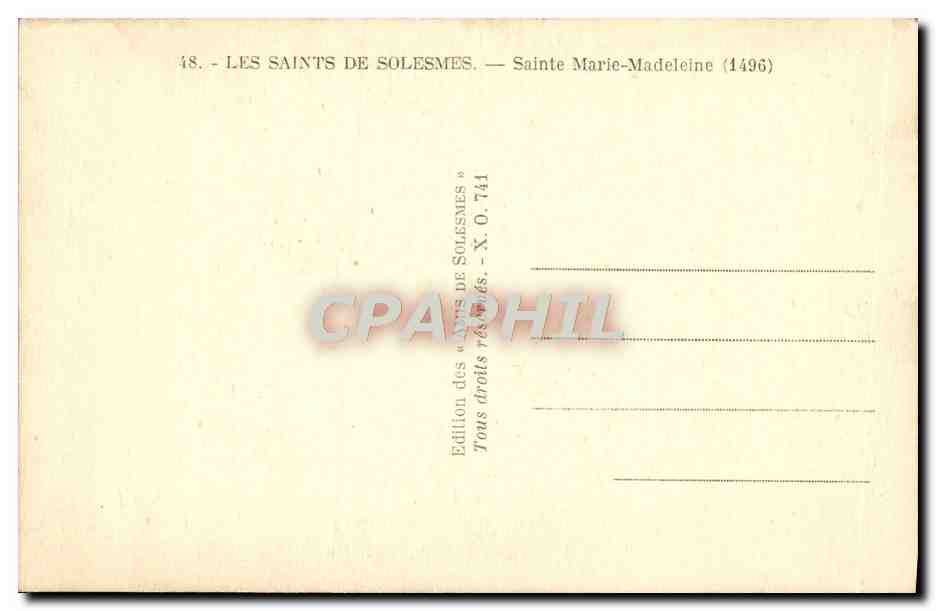 CPA Les Saints De Solesmes Sainte Marie Madeleine — Rückseite
