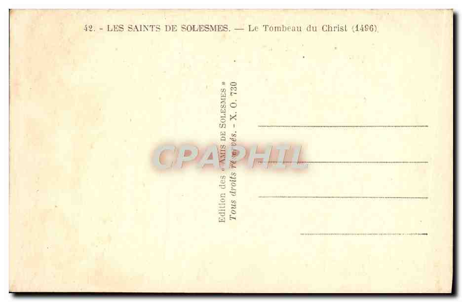 CPA Les Saints De Solesmes Le Tombeau du Christ — Rückseite
