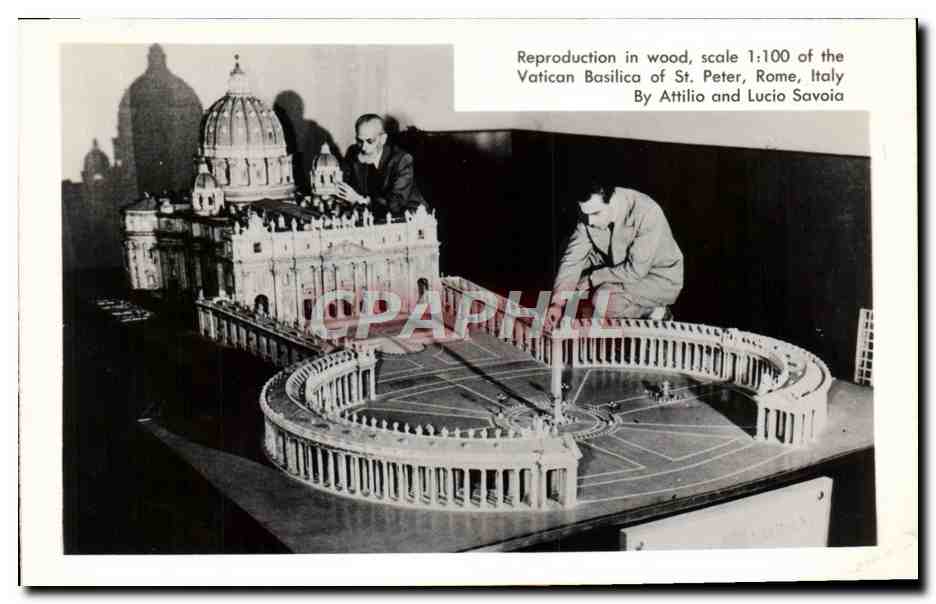 CPM Reproduction in wood Scale of the Vatican Basilica of Saint Peter Rome Italy