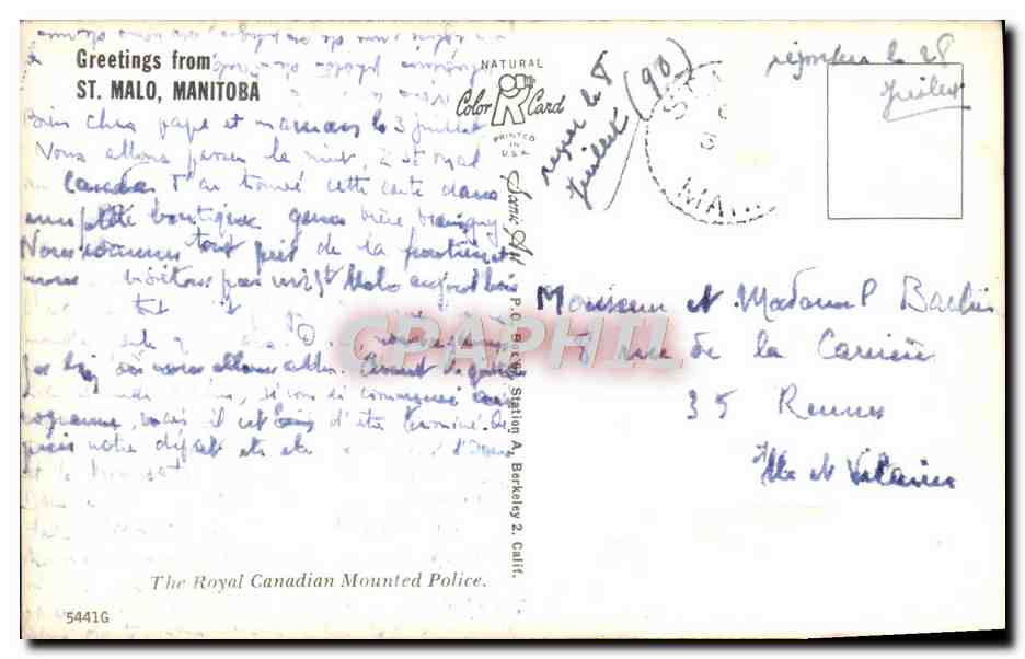 Zwei Reiter der Royal Canadian Mounted Police — Royal Canadian Mounted Police — The Royal Canadian Mounted Police, St. Malo, Manitoba — Rückseite