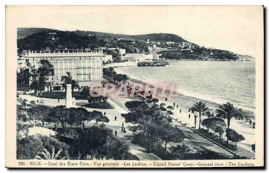 CPA Nice Quai des Etats Unis Vue Generale Les Jardins