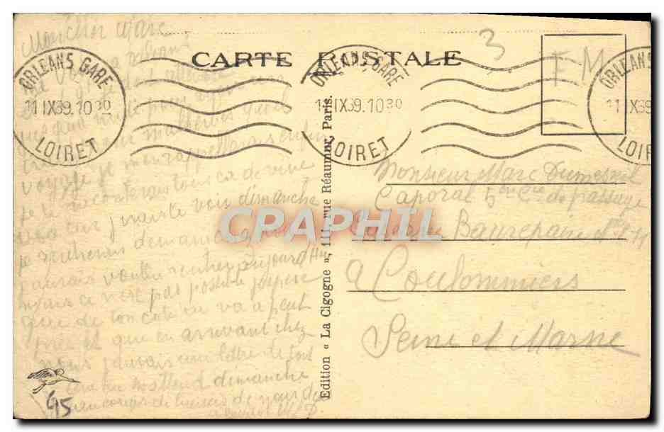 CPA Orleans Caserne de Sonts 8eme chasseurs a cheval Militaria  — Verso