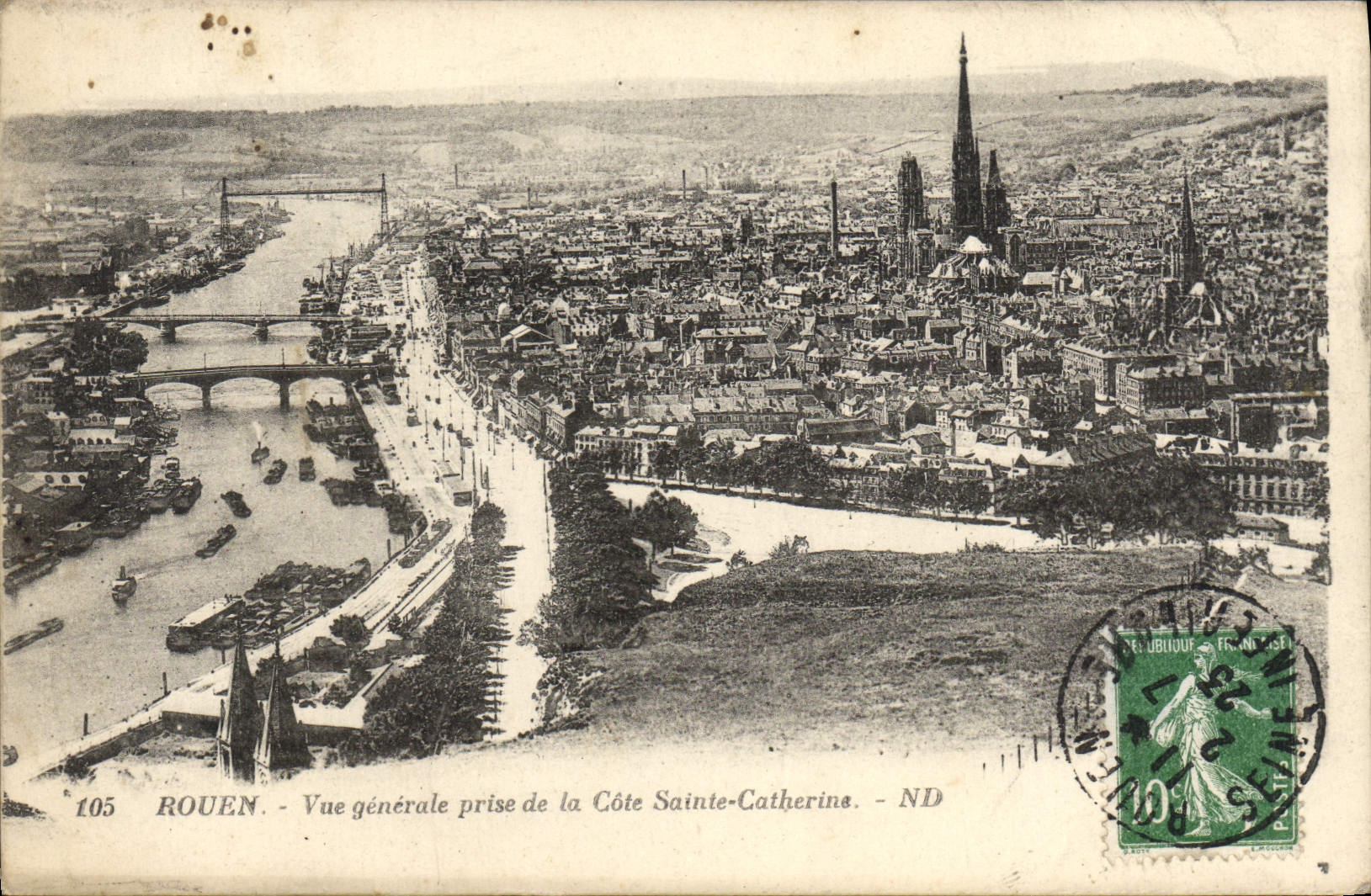 CPA Rouen Vue Generale Prise de la Cote Sainte Catherine