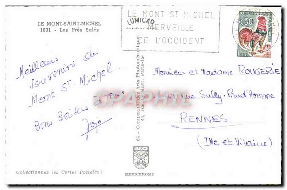 CPM Le Mont Saint Michel Les Pres Sales Moutons — Verso