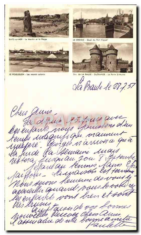 Carte depliante La Baule Vue prise du Majestic L'Hermitage Le casino Avenue Pavie et l'hotel Royal — Rückseite