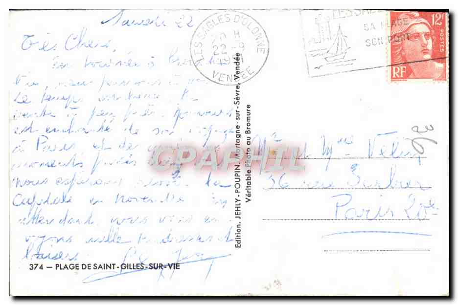 CPM Plage De Saint Gilles Sur Vie — Verso