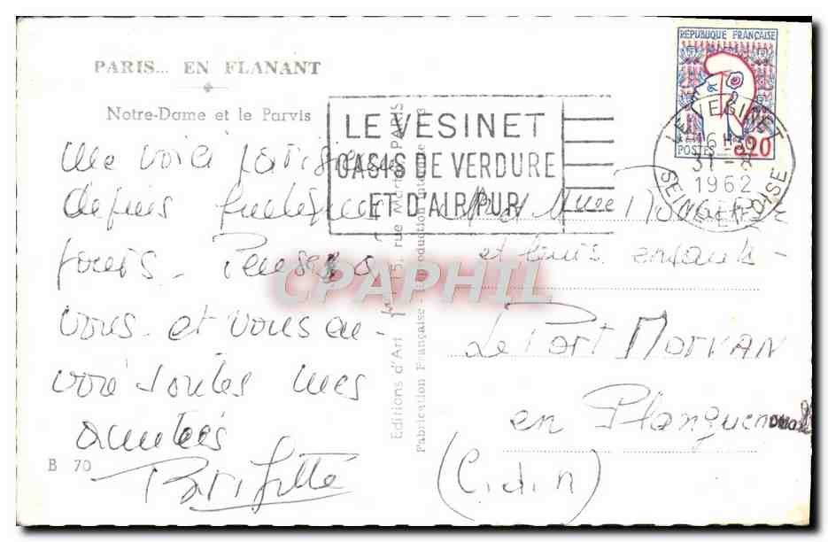 CPM Paris En Flanant Notre Dame et le Parvis — Verso