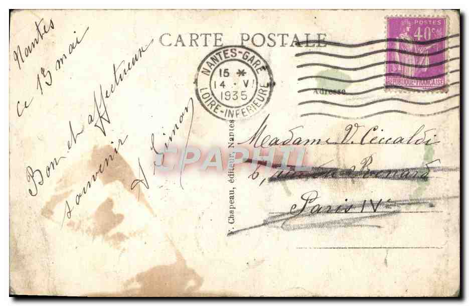 NANTES — La Porte Saint-Pierre (XVe siècle), prise du Cours — éditeur Chapeau, n° 5 — Back