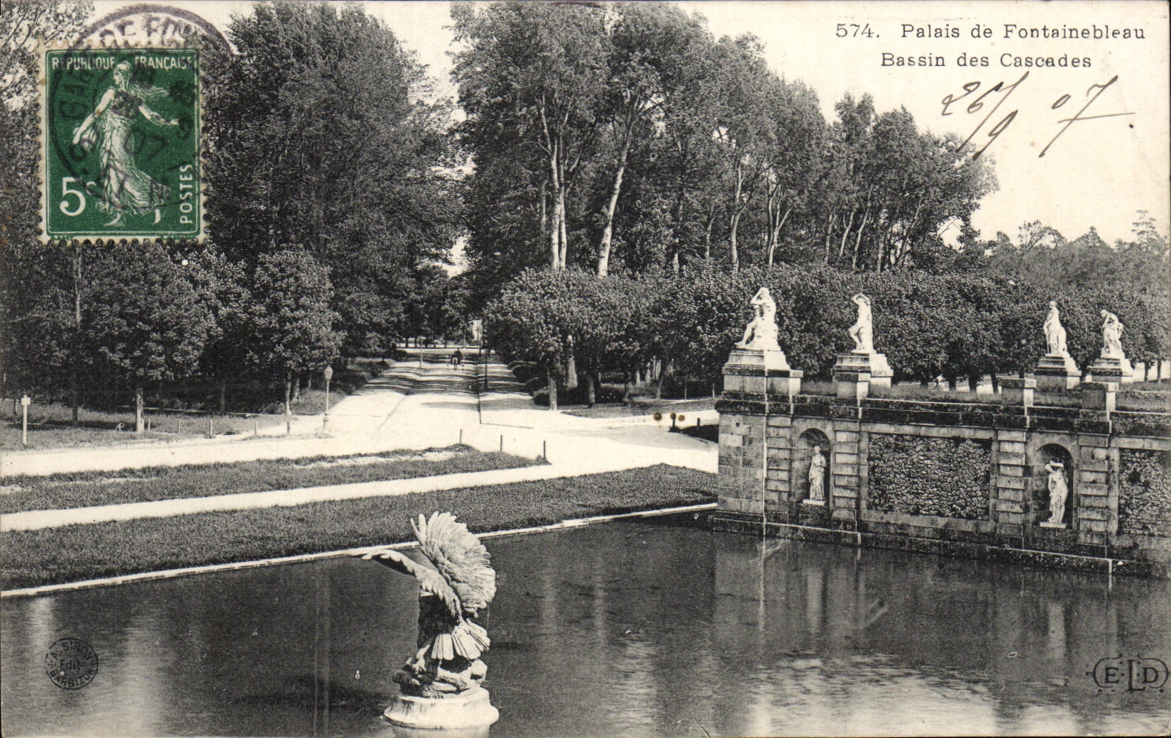 Palais de Fontainebleau — Bassin des Cascades — E.D. éditeur, n° 574