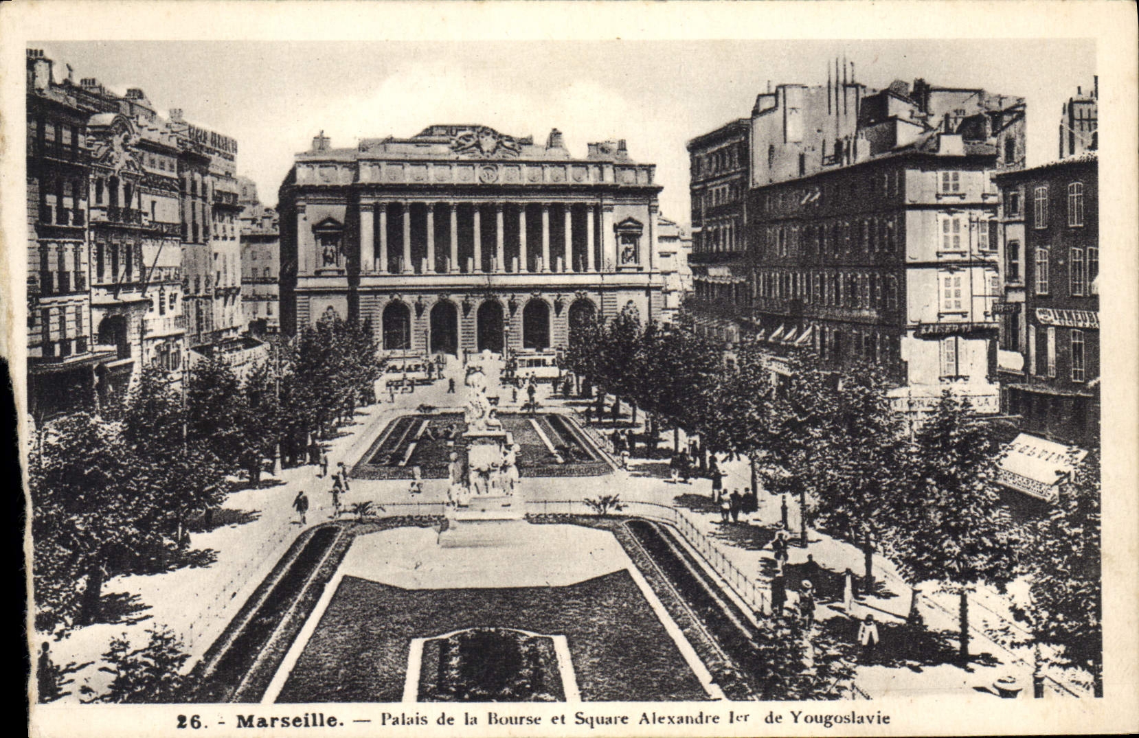 CPA Marseille Palais de la Bourse et Square Alexandre 1er de Yougoslavie
