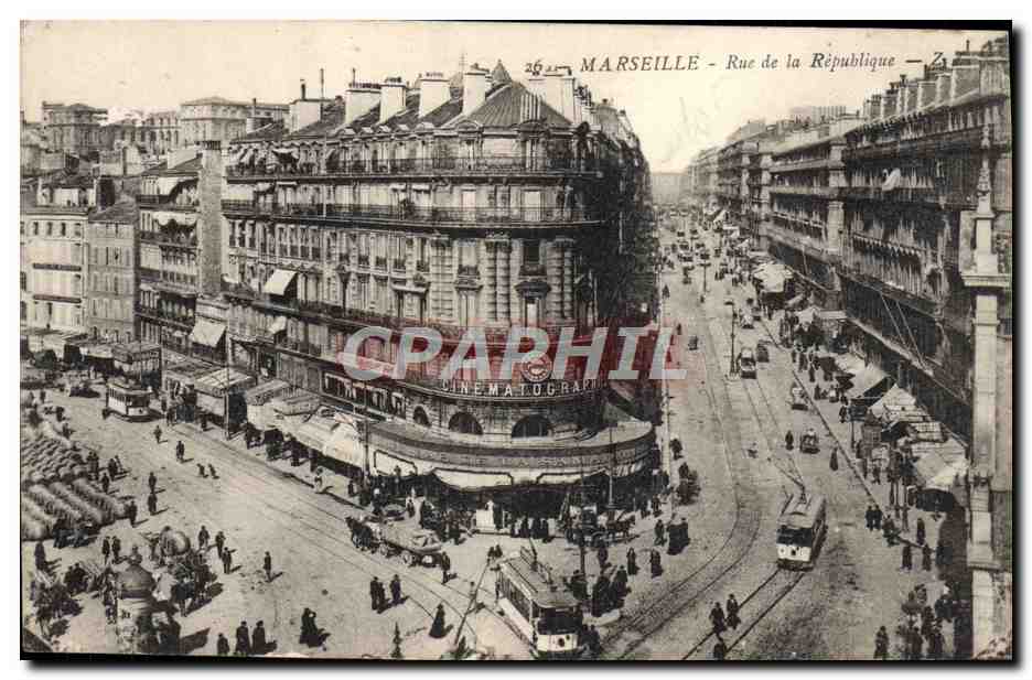 CPA Marseille Rue de la Republique Tramway