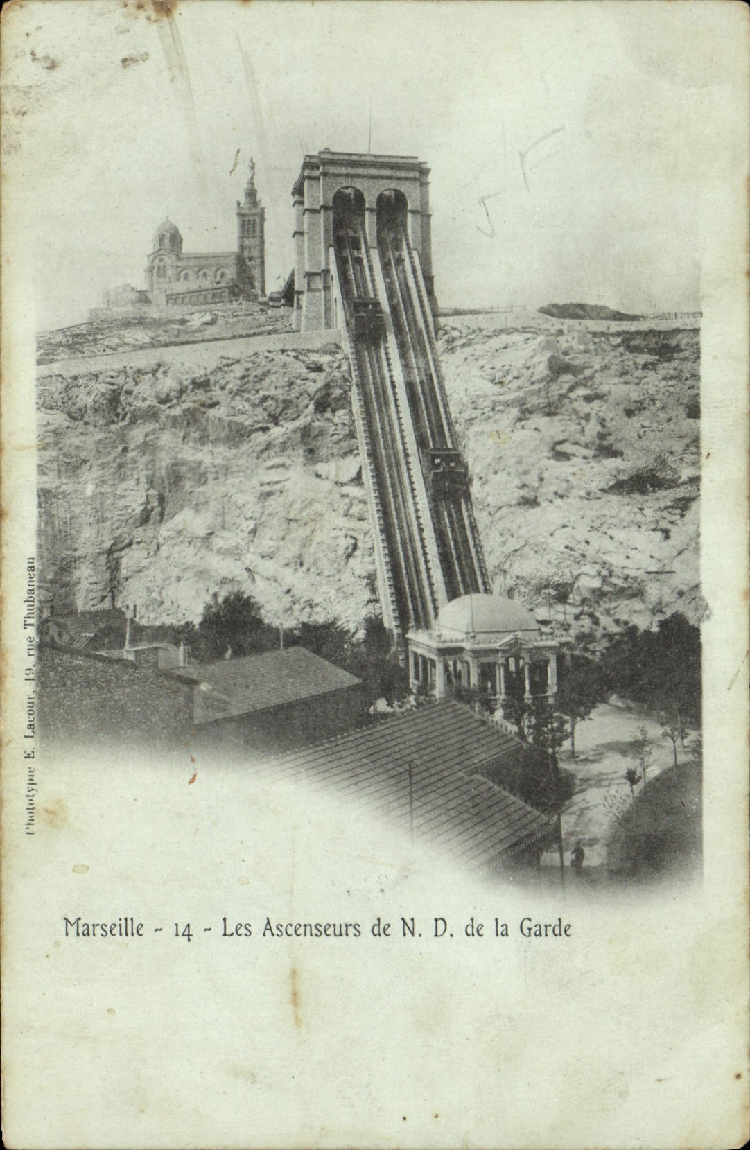CPA Marseille Les Ascenseurs de Notre Dame de la Garde