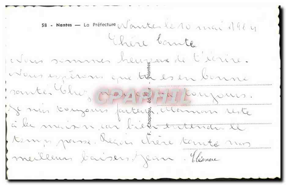 CPM Nantes La Prefecture — Verso