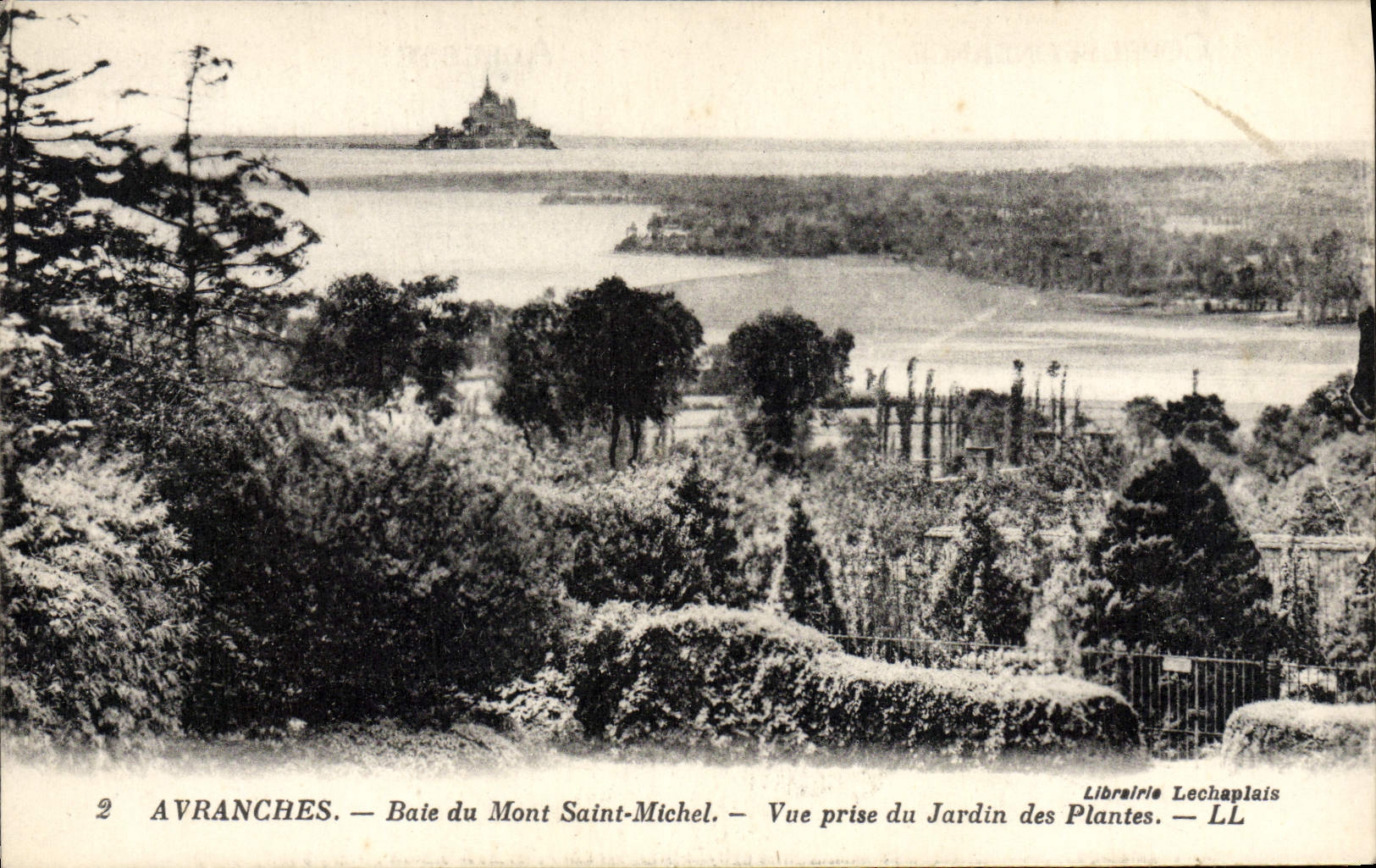 Avranches — Bay of Mont Saint-Michel — View taken from the Jardin des Plantes — Librairie Lechaplais — LL