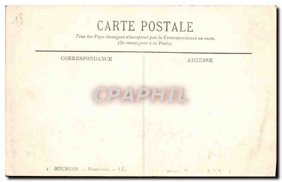 CPA Bourges Panorama — Rückseite