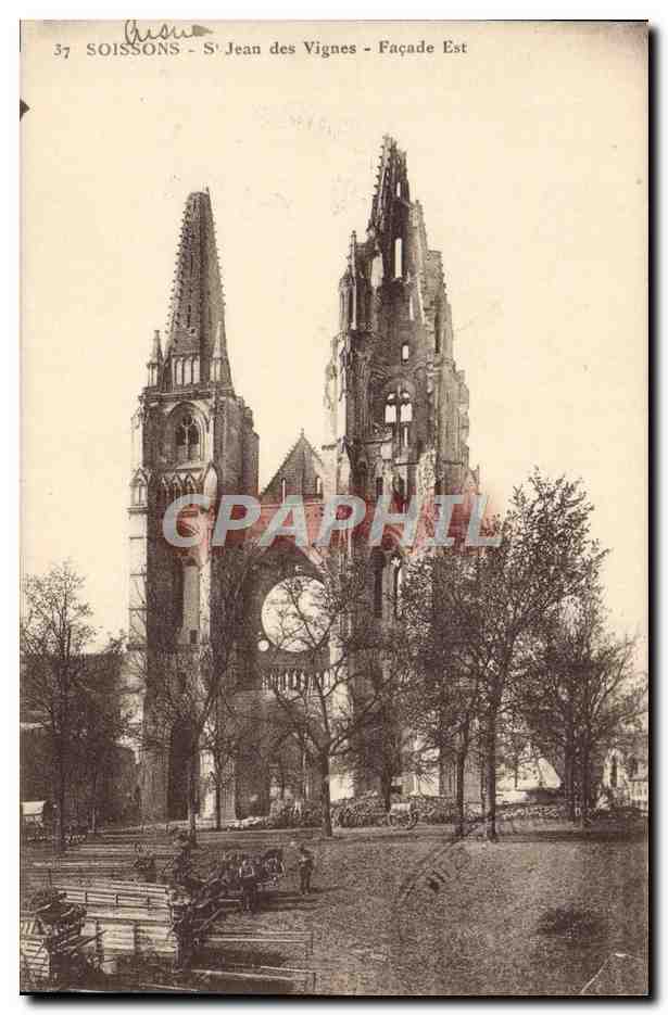 CPA Soissons Saint Jean des Vignes Facade Attelage Chevaux Cheval