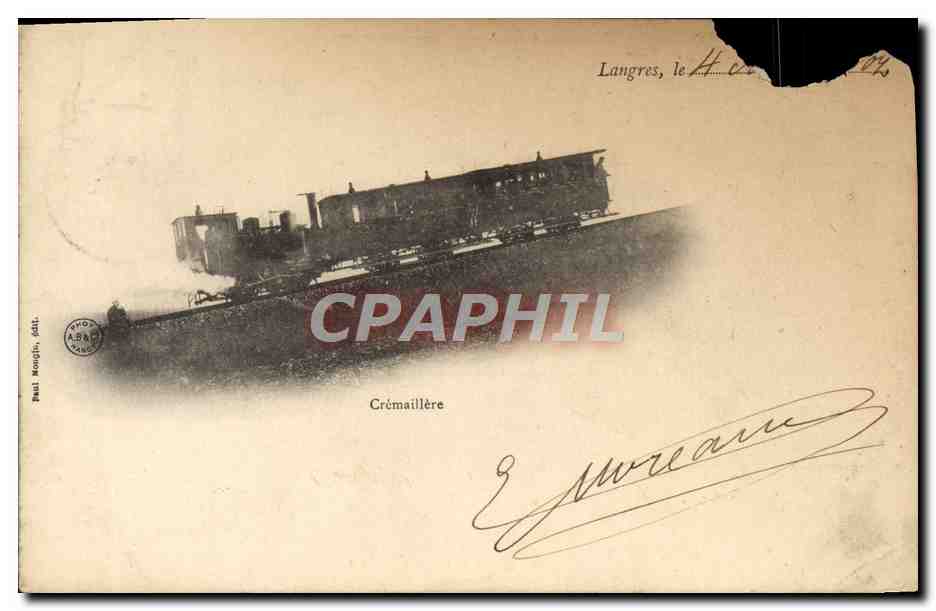 CPA Langres Cremaillere Train 