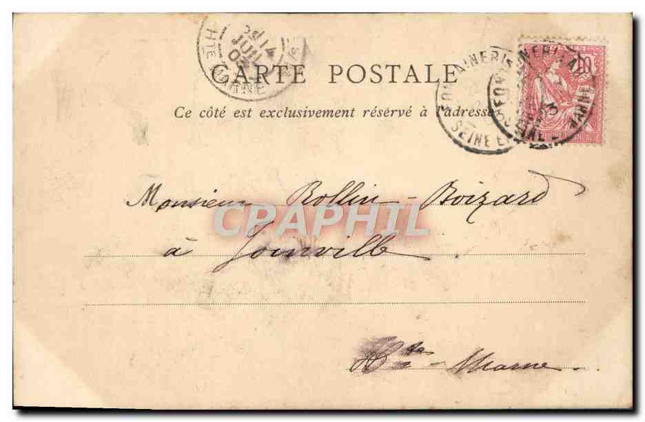 Antike Ansichtskarte Fontainebleau La Rue Grande — Rückseite