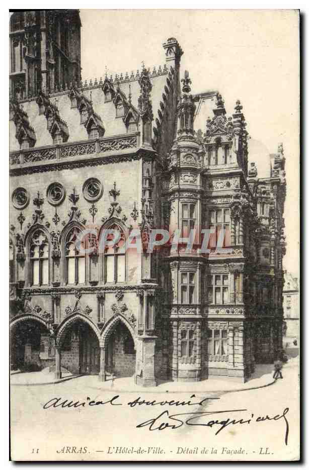 CPA Arras L'Hotel de Ville Detail de la Facade