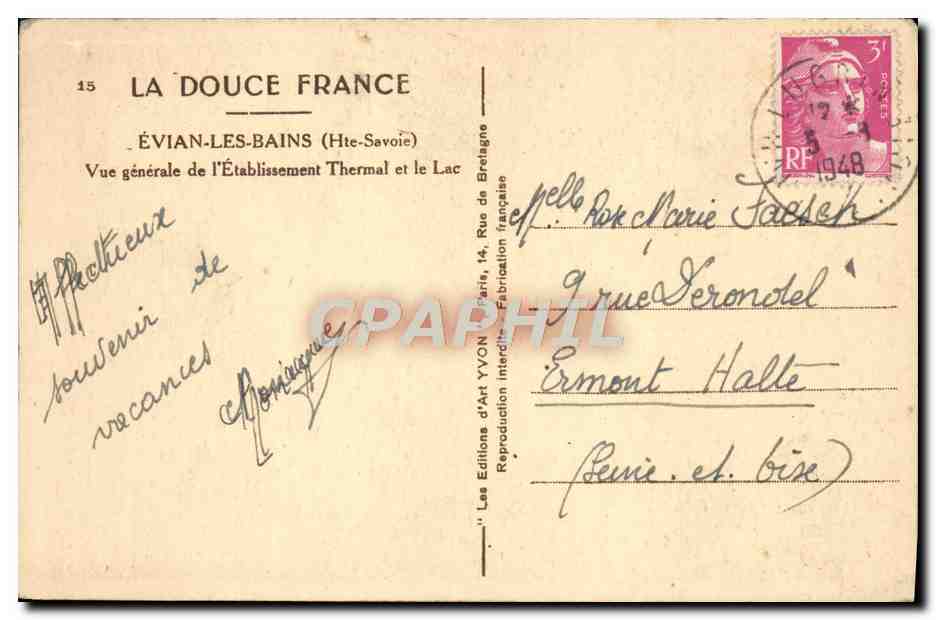 CPA Evian les Bains Vue generale de l'etablissement thermal — Back