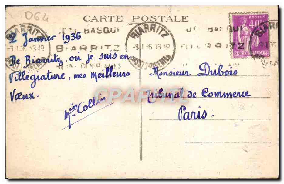 CPA Biarritz La Roche Percee et le Rocher de la Vierge — Verso