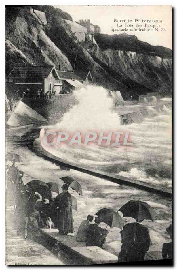 CPA Biarritz Pittoresque La cote des Basques 