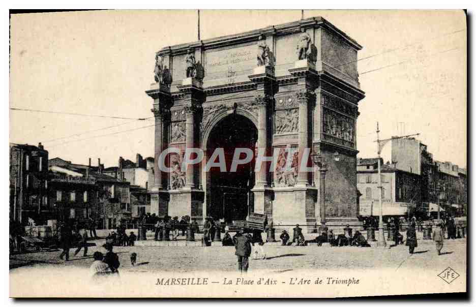CPA Marseille La Place d'Aix L'Arc de Triomphe