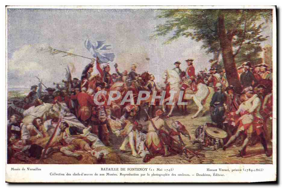 Antike Ansichtskarte Schlacht von Fontenoy 11. Mai 1745 Musée de Versailles