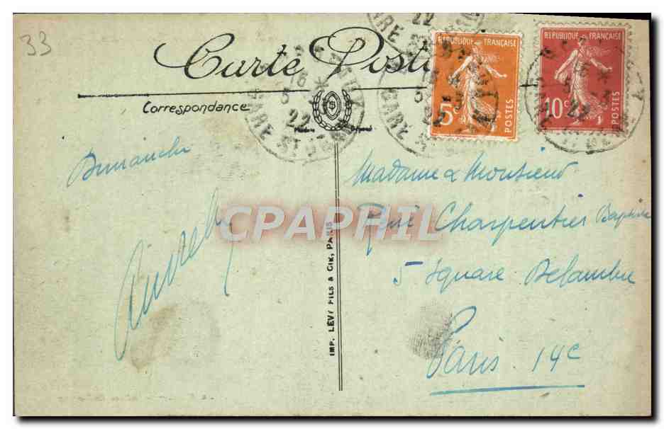 CPA Bourdeaux Fontaine des Trois Graces — Verso